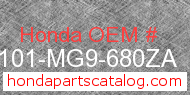 Honda 61101-MG9-680ZA genuine part number image
