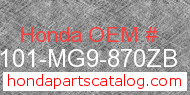 Honda 61101-MG9-870ZB genuine part number image