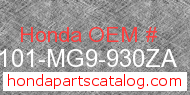 Honda 61101-MG9-930ZA genuine part number image