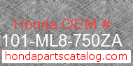 Honda 61101-ML8-750ZA genuine part number image