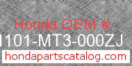 Honda 61101-MT3-000ZJ genuine part number image