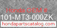 Honda 61101-MT3-000ZK genuine part number image
