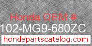 Honda 61102-MG9-680ZC genuine part number image