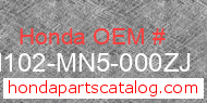 Honda 61102-MN5-000ZJ genuine part number image