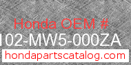 Honda 61102-MW5-000ZA genuine part number image
