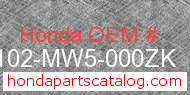 Honda 61102-MW5-000ZK genuine part number image
