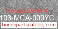 Honda 61103-MCA-000YC genuine part number image