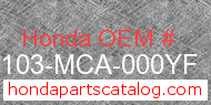Honda 61103-MCA-000YF genuine part number image