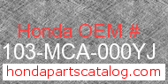 Honda 61103-MCA-000YJ genuine part number image