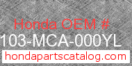 Honda 61103-MCA-000YL genuine part number image