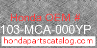 Honda 61103-MCA-000YP genuine part number image