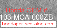 Honda 61103-MCA-000ZB genuine part number image