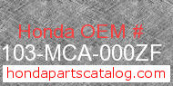 Honda 61103-MCA-000ZF genuine part number image