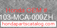 Honda 61103-MCA-000ZH genuine part number image