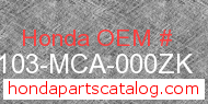 Honda 61103-MCA-000ZK genuine part number image