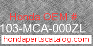 Honda 61103-MCA-000ZL genuine part number image