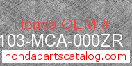 Honda 61103-MCA-000ZR genuine part number image