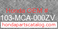 Honda 61103-MCA-000ZV genuine part number image