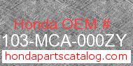 Honda 61103-MCA-000ZY genuine part number image