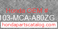 Honda 61103-MCA-A80ZG genuine part number image