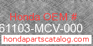 Honda 61103-MCV-000 genuine part number image