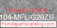 Honda 61104-MFL-G20ZB genuine part number image