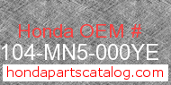 Honda 61104-MN5-000YE genuine part number image