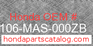 Honda 61106-MAS-000ZB genuine part number image