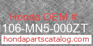 Honda 61106-MN5-000ZT genuine part number image