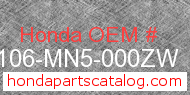 Honda 61106-MN5-000ZW genuine part number image