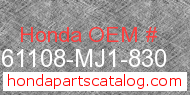 Honda 61108-MJ1-830 genuine part number image