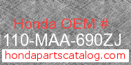 Honda 61110-MAA-690ZJ genuine part number image