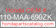 Honda 61110-MAA-690ZK genuine part number image