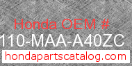Honda 61110-MAA-A40ZC genuine part number image