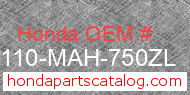 Honda 61110-MAH-750ZL genuine part number image