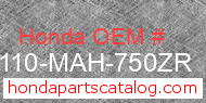 Honda 61110-MAH-750ZR genuine part number image