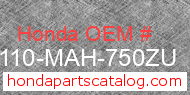 Honda 61110-MAH-750ZU genuine part number image