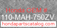 Honda 61110-MAH-750ZV genuine part number image