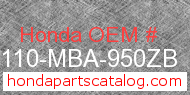 Honda 61110-MBA-950ZB genuine part number image