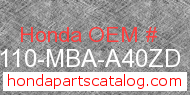 Honda 61110-MBA-A40ZD genuine part number image