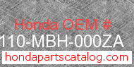 Honda 61110-MBH-000ZA genuine part number image