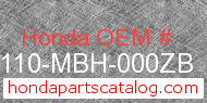 Honda 61110-MBH-000ZB genuine part number image