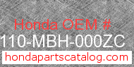 Honda 61110-MBH-000ZC genuine part number image