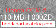 Honda 61110-MBH-000ZD genuine part number image