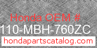 Honda 61110-MBH-760ZC genuine part number image