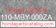 Honda 61110-MBY-000ZA genuine part number image