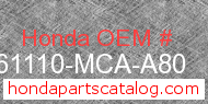 Honda 61110-MCA-A80 genuine part number image