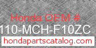 Honda 61110-MCH-F10ZC genuine part number image