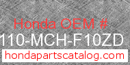 Honda 61110-MCH-F10ZD genuine part number image