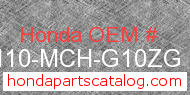 Honda 61110-MCH-G10ZG genuine part number image